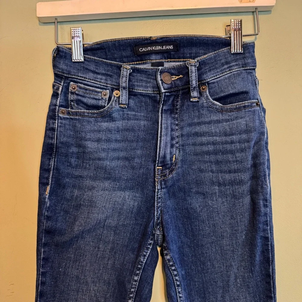 Calvin Klein Womens High Rise Medium Wash Casual Denim Skinny Jeans Blue Size 24